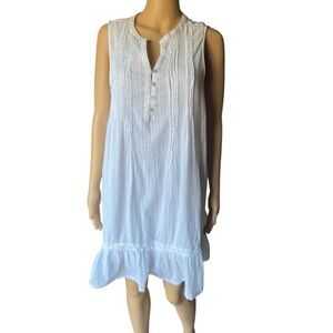 Joie Sleeveless Eyelet Boho Ruffle Hem V-Neck Dress Size 1X (14/16)